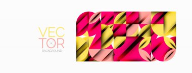 Çember, kare ve çiçek yapraklı geometrik arkaplan. Duvar kağıdı, pankart, arkaplan veya iniş için yuvarlak şekiller