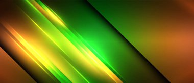 Neon parlayan daire ışınları, karanlıkta ışık saçan yuvarlak çizgiler, gezegen tarzı neon dalga çizgileri. Duvar kağıdı, afiş, arkaplan için enerji yüklü elektrik konsept tasarımı