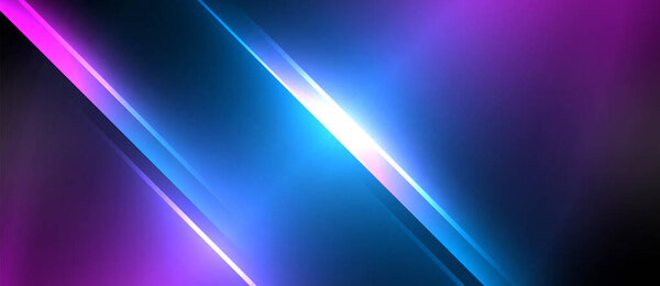 Neon dynamic diagonal light rays background. Techno digital geometric concept design for wallpaper, banner, presentation, background