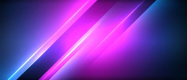Neon dinamik köşegen ışık ışınları arka planı. Duvar kağıdı, bayrak, sunum, arkaplan için tekno dijital geometrik konsept tasarımı
