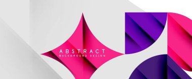 Beyaza asgari geometrik elementler. Yapraklar, yuvarlak üçgenler, yıldızlar.