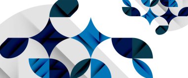 Beyaza asgari geometrik elementler. Yapraklar, yuvarlak üçgenler, yıldızlar.