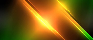 Neon dinamik köşegen ışık ışınları arka planı. Duvar kağıdı, bayrak, sunum, arkaplan için tekno dijital geometrik konsept tasarımı