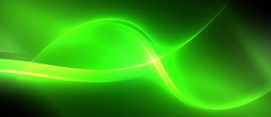 Neon parlayan daire ışınları, karanlıkta ışık saçan yuvarlak çizgiler, gezegen tarzı neon dalga çizgileri. Duvar kağıdı, afiş, arkaplan için enerji yüklü elektrik konsept tasarımı