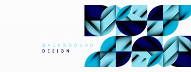 Çember, kare ve çiçek yapraklı geometrik arkaplan. Duvar kağıdı, pankart, arkaplan veya iniş için yuvarlak şekiller