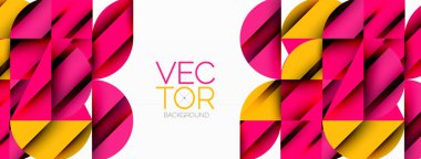 Çember, kare ve çiçek yapraklı geometrik arkaplan. Duvar kağıdı, pankart, arkaplan veya iniş için yuvarlak şekiller