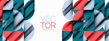 Çember, kare ve çiçek yapraklı geometrik arkaplan. Duvar kağıdı, pankart, arkaplan veya iniş için yuvarlak şekiller