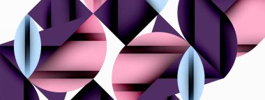 Çember, kare ve çiçek yapraklı geometrik arkaplan. Duvar kağıdı, pankart, arkaplan veya iniş için yuvarlak şekiller