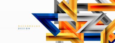 Çizgi zig zag dinamik geometrik soyut arkaplan. Gölge ve ışık efektli renkli çizgiler, çeşitli rotalar konsepti. Duvar kağıdı, bayrak, arkaplan, kart için vektör illüstrasyonu