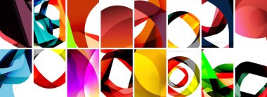 Dalgalar, renkli şekiller ve üç boyutlu gölge efektiyle soyut arkaplan koleksiyonu. Duvar Kağıdı, Sancak, Arkaplan, Kart, Kitap İllüstrasyonu, İniş Sayfası