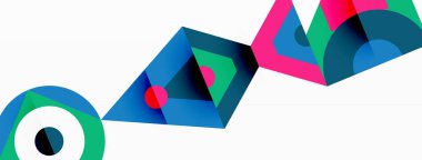 Renkli çember ve soyut üçgen arkaplan. Duvar kağıdı, afiş, sunum, arkaplan şablonu