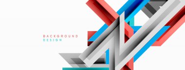 Çizgi zig zag dinamik geometrik soyut arkaplan. Gölge ve ışık efektli renkli çizgiler, çeşitli rotalar konsepti. Duvar kağıdı, bayrak, arkaplan, kart için vektör illüstrasyonu