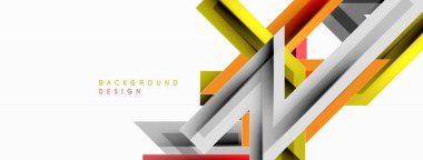 Çizgi zig zag dinamik geometrik soyut arkaplan. Gölge ve ışık efektli renkli çizgiler, çeşitli rotalar konsepti. Duvar kağıdı, bayrak, arkaplan, kart için vektör illüstrasyonu