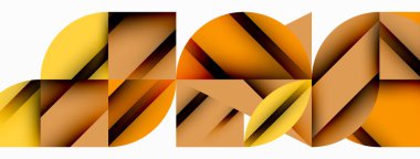 Çember, kare ve çiçek yapraklı geometrik arkaplan. Duvar kağıdı, pankart, arkaplan veya iniş için yuvarlak şekiller