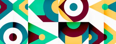 Renkli çember ve soyut üçgen arkaplan. Duvar kağıdı, afiş, sunum, arkaplan şablonu