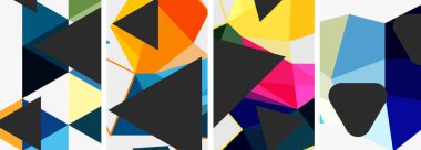 Bir dizi üçgen poster arka planı. Duvar kağıdı, bayrak, arkaplan, kart, kitap illüstrasyonu için vektör illüstrasyonu, iniş sayfası