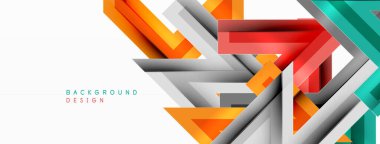 Çizgi zig zag dinamik geometrik soyut arkaplan. Gölge ve ışık efektli renkli çizgiler, çeşitli rotalar konsepti. Duvar kağıdı, bayrak, arkaplan, kart için vektör illüstrasyonu