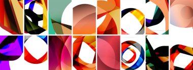 Dalgalar, renkli şekiller ve üç boyutlu gölge efektiyle soyut arkaplan koleksiyonu. Duvar Kağıdı, Sancak, Arkaplan, Kart, Kitap İllüstrasyonu, İniş Sayfası