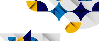 Beyaza asgari geometrik elementler. Yapraklar, yuvarlak üçgenler, yıldızlar.