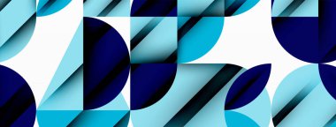 Çember, kare ve çiçek yapraklı geometrik arkaplan. Duvar kağıdı, pankart, arkaplan veya iniş için yuvarlak şekiller