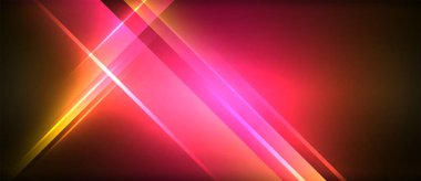Neon parlayan daire ışınları, karanlıkta ışık saçan yuvarlak çizgiler, gezegen tarzı neon dalga çizgileri. Duvar kağıdı, afiş, arkaplan için enerji yüklü elektrik konsept tasarımı