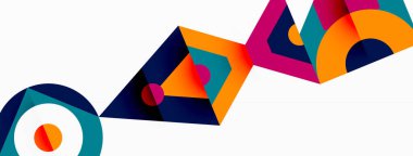 Renkli çember ve soyut üçgen arkaplan. Duvar kağıdı, afiş, sunum, arkaplan şablonu