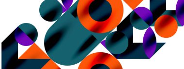 Duvarkağıdı, afiş, arkaplan veya iniş için gölgeli metal renk çemberleri ve diğer geometrik elementler