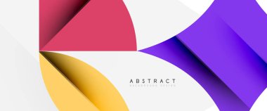 Beyaza asgari geometrik elementler. Yapraklar, yuvarlak üçgenler, yıldızlar.