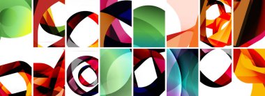 Dalgalar, renkli şekiller ve üç boyutlu gölge efektiyle soyut arkaplan koleksiyonu. Duvar Kağıdı, Sancak, Arkaplan, Kart, Kitap İllüstrasyonu, İniş Sayfası