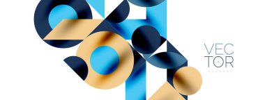 Duvarkağıdı, afiş, arkaplan veya iniş için gölgeli metal renk çemberleri ve diğer geometrik elementler