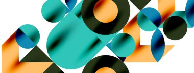 Duvarkağıdı, afiş, arkaplan veya iniş için gölgeli metal renk çemberleri ve diğer geometrik elementler