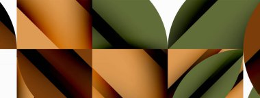 Çember, kare ve çiçek yapraklı geometrik arkaplan. Duvar kağıdı, pankart, arkaplan veya iniş için yuvarlak şekiller