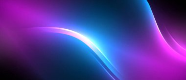 Neon parlayan daire ışınları, karanlıkta ışık saçan yuvarlak çizgiler, gezegen tarzı neon dalga çizgileri. Duvar kağıdı, afiş, arkaplan için enerji yüklü elektrik konsept tasarımı