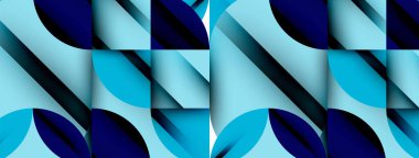 Çember, kare ve çiçek yapraklı geometrik arkaplan. Duvar kağıdı, pankart, arkaplan veya iniş için yuvarlak şekiller