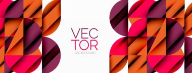 Çember, kare ve çiçek yapraklı geometrik arkaplan. Duvar kağıdı, pankart, arkaplan veya iniş için yuvarlak şekiller