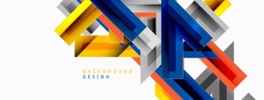 Çizgi zig zag dinamik geometrik soyut arkaplan. Gölge ve ışık efektli renkli çizgiler, çeşitli rotalar konsepti. Duvar kağıdı, bayrak, arkaplan, kart için vektör illüstrasyonu