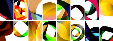 Dalgalar, renkli şekiller ve üç boyutlu gölge efektiyle soyut arkaplan koleksiyonu. Duvar Kağıdı, Sancak, Arkaplan, Kart, Kitap İllüstrasyonu, İniş Sayfası