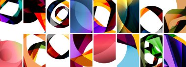 Dalgalar, renkli şekiller ve üç boyutlu gölge efektiyle soyut arkaplan koleksiyonu. Duvar Kağıdı, Sancak, Arkaplan, Kart, Kitap İllüstrasyonu, İniş Sayfası