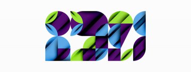 Çember, kare ve çiçek yapraklı geometrik arkaplan. Duvar kağıdı, pankart, arkaplan veya iniş için yuvarlak şekiller