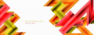 Çizgi zig zag dinamik geometrik soyut arkaplan. Gölge ve ışık efektli renkli çizgiler, çeşitli rotalar konsepti. Duvar kağıdı, bayrak, arkaplan, kart için vektör illüstrasyonu