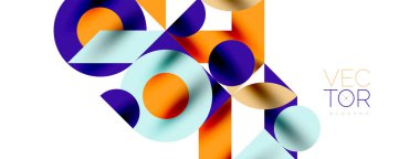 Duvarkağıdı, afiş, arkaplan veya iniş için gölgeli metal renk çemberleri ve diğer geometrik elementler