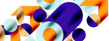 Duvarkağıdı, afiş, arkaplan veya iniş için gölgeli metal renk çemberleri ve diğer geometrik elementler