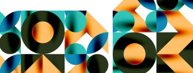Duvarkağıdı, afiş, arkaplan veya iniş için gölgeli metal renk çemberleri ve diğer geometrik elementler