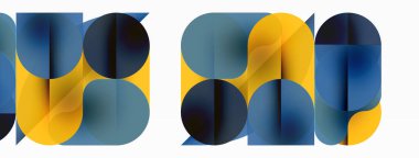 Çemberler ve yuvarlak şekiller geometrik arka planı en aza indirir. Duvar kağıdı, pankart, arkaplan veya iniş için şeffaf geometrik şekiller