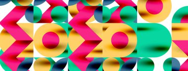 Duvarkağıdı, afiş, arkaplan veya iniş için gölgeli metal renk çemberleri ve diğer geometrik elementler