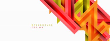 Çizgi zig zag dinamik geometrik soyut arkaplan. Gölge ve ışık efektli renkli çizgiler, çeşitli rotalar konsepti. Duvar kağıdı, bayrak, arkaplan, kart için vektör illüstrasyonu