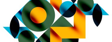 Duvarkağıdı, afiş, arkaplan veya iniş için gölgeli metal renk çemberleri ve diğer geometrik elementler