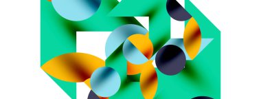 Duvarkağıdı, afiş, arkaplan veya iniş için gölgeli metal renk çemberleri ve diğer geometrik elementler