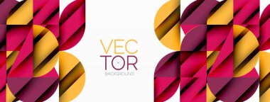 Çember, kare ve çiçek yapraklı geometrik arkaplan. Duvar kağıdı, pankart, arkaplan veya iniş için yuvarlak şekiller