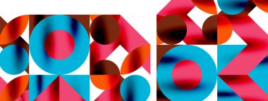 Duvarkağıdı, afiş, arkaplan veya iniş için gölgeli metal renk çemberleri ve diğer geometrik elementler